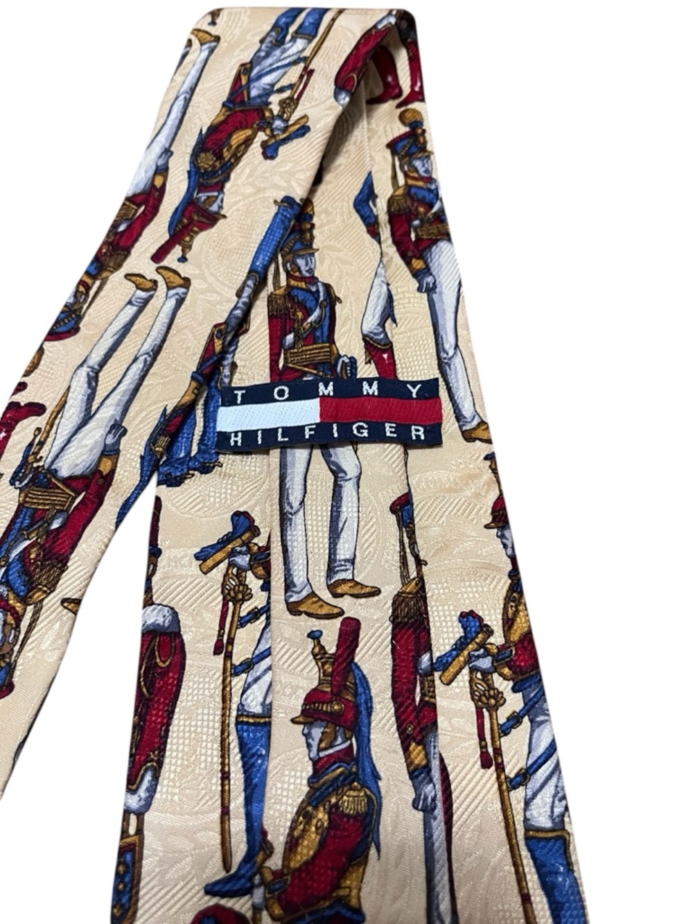 Tommy Hilfiger 100% Silk Navy & Red Uniformed Soldiers Tie - Picture 2 of 9